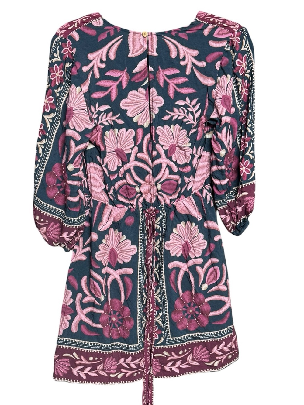 FARM Rio Seashell Tapestry Balloon-Sleeve Minidress - Picture 6 of 7